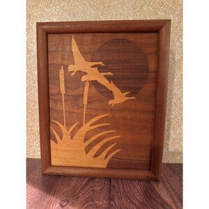 Inlay Flying Geese Wood Picture – Framed &‎ Beautifully Crafted 🪵🦆
